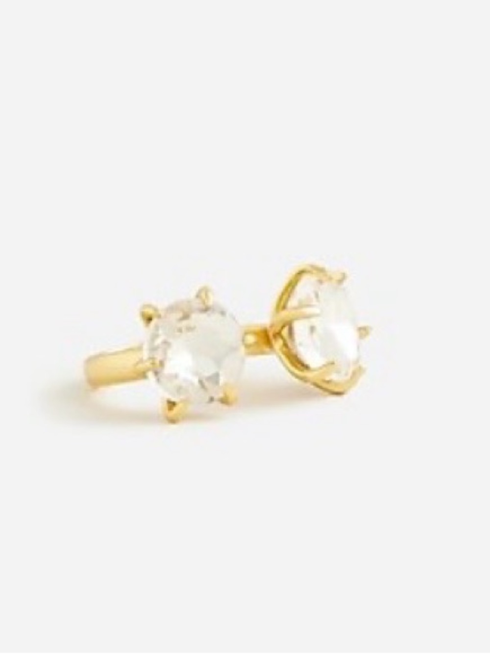 J. Crew Gold Crystal Stud Ring - Clear Gemstone sz 8